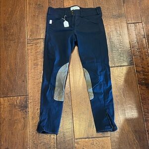 The Tailored Sportsman Navy Kids Riding Breeches with Tan Knee Patches